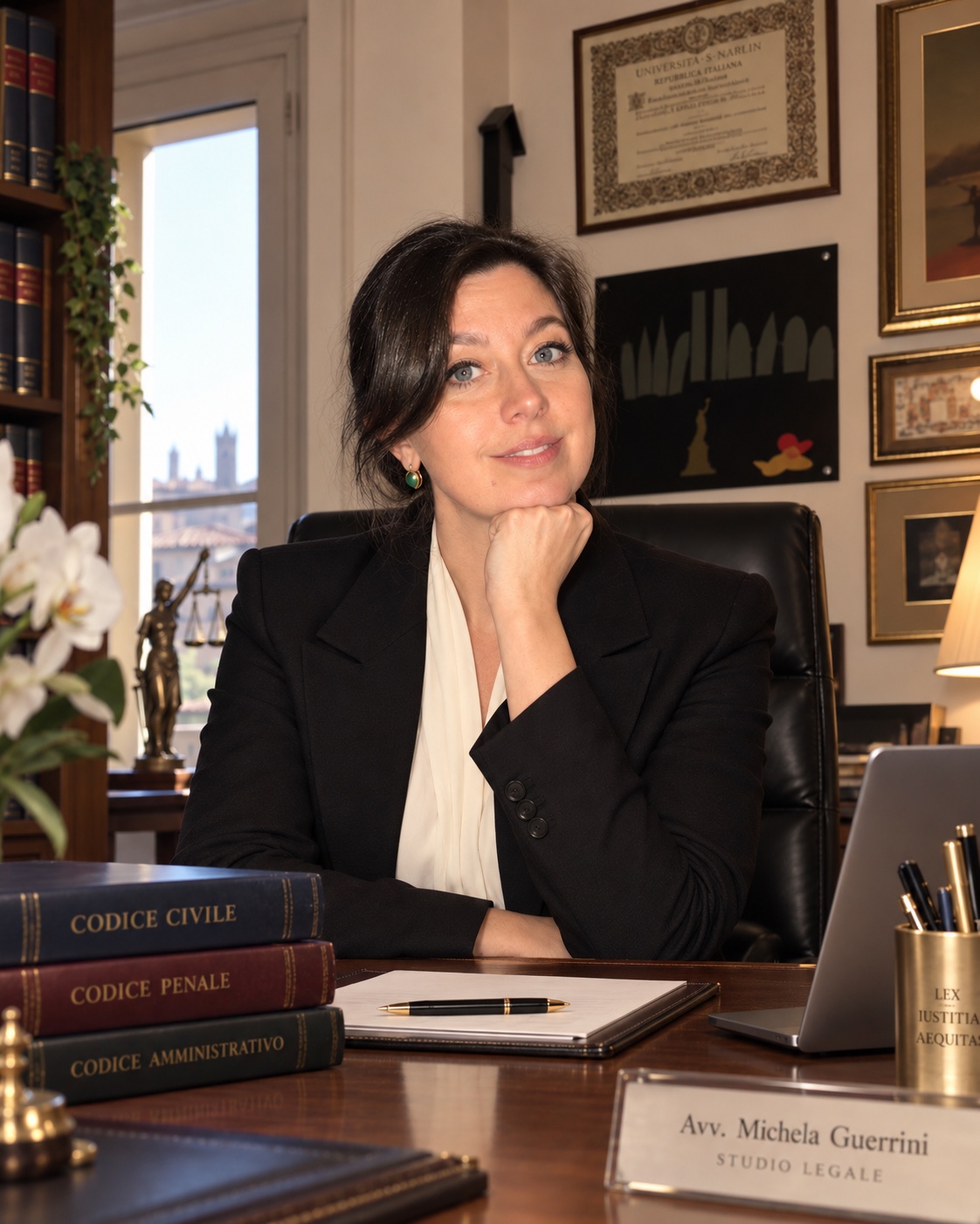 Avv. Michela Guerrini nel proprio studio a Siena